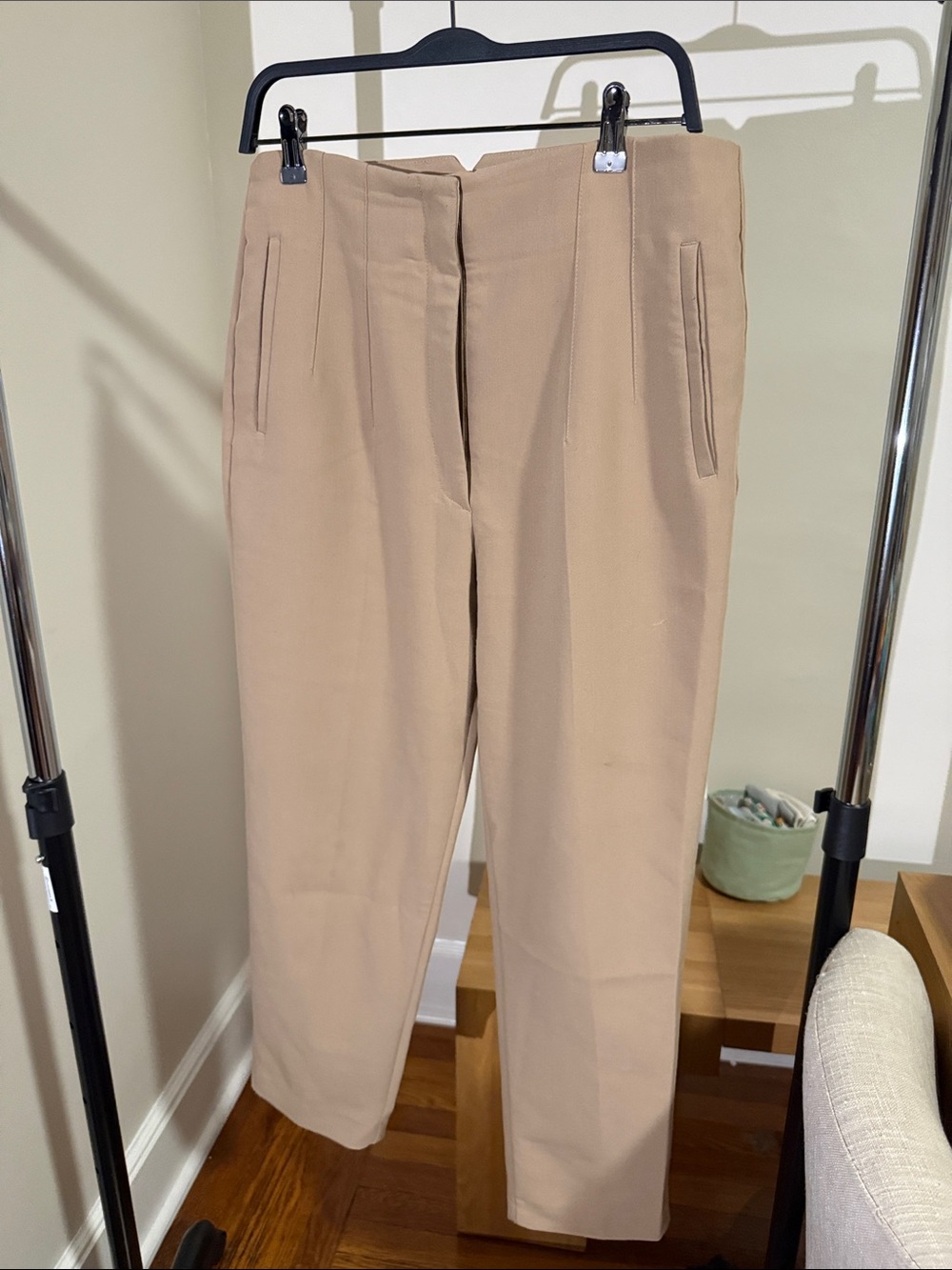 Zara Women's Beige Tailored Straight-Leg Pants